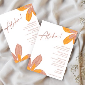 Hawaii Wedding Menu Tropical Menu Cards Instant Download Palm Tree Wedding Menu Boho Menu Template Wedding Menu Cards image 2