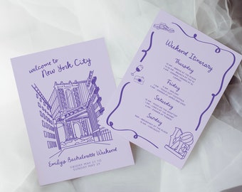 NYC Bachelorette Party Itinerary Template | New York City Bachelorette Weekend Timeline | Brooklyn Bach Party Invitation + Planner