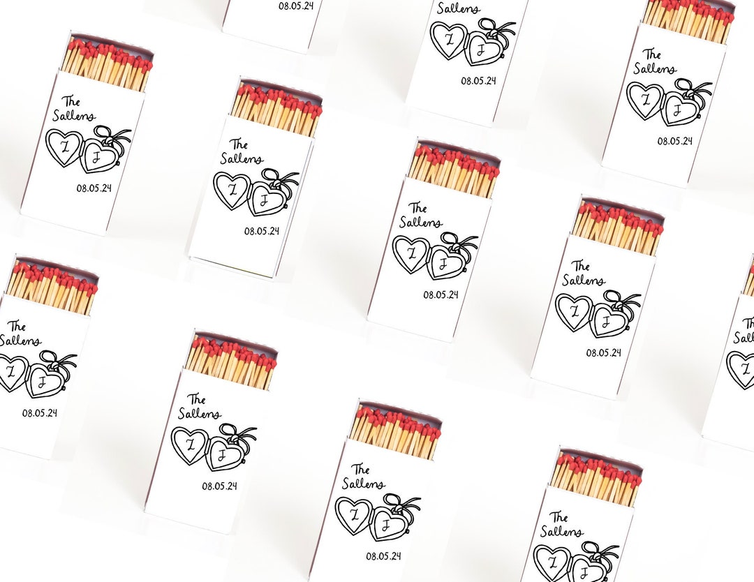 Wedding Matchbook Favor Template | Whimiscal Match Book | Hand Drawn ...