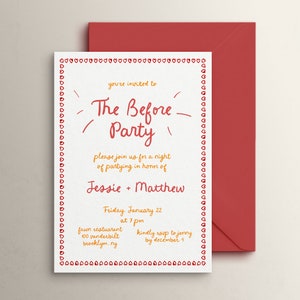 Hand Drawn Rehearsal Dinner Invite Template, Whimsical Scribble Illustration, The Night Before Invitations, Editable, Instant Download