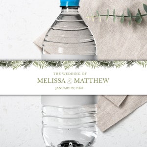 Tropical Beach Wedding Water Bottle Label Template (Digital Download)