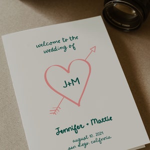 Hand-Drawn Wedding Program Template, French Inspired Wedding Timeline, Illustrated Program, Whimsical Scribble Doodle, Folded Program 画像 5