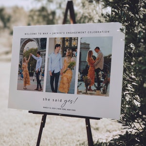 Photo Engagement Party Wedding Sign | Engagement Party Welcome Sign Template | Proposal Welcome Sign | She said Yes Sign | Printable | DIY
