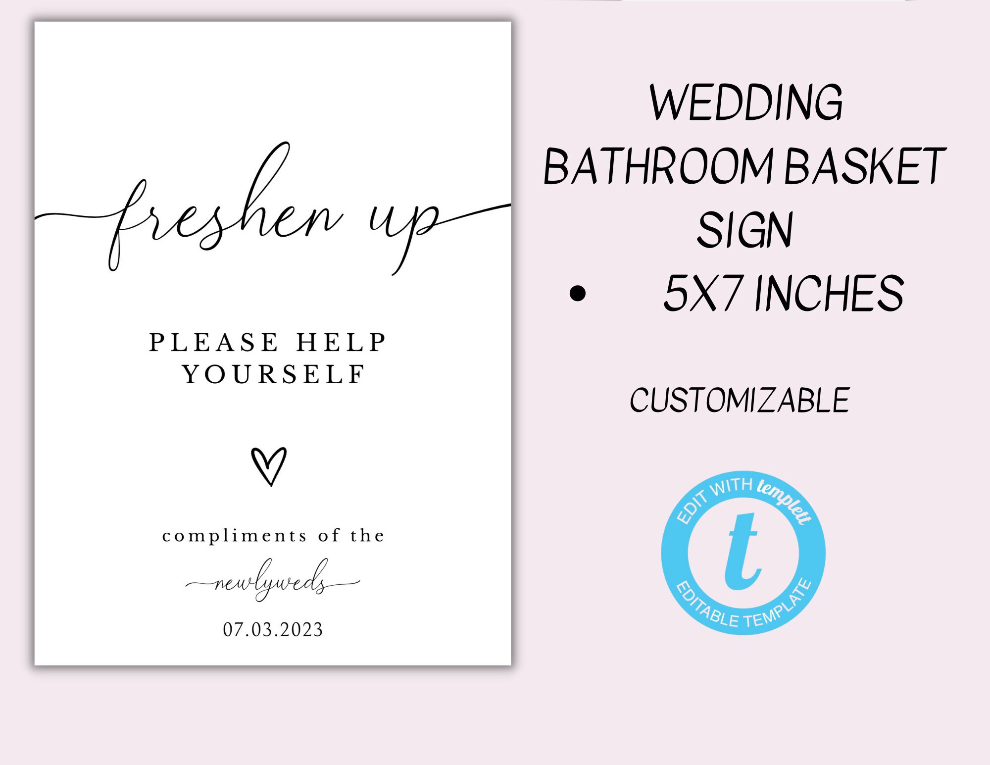 Wedding Bathroom Sign Wedding Bathroom Basket Sign Bathroom Basket for