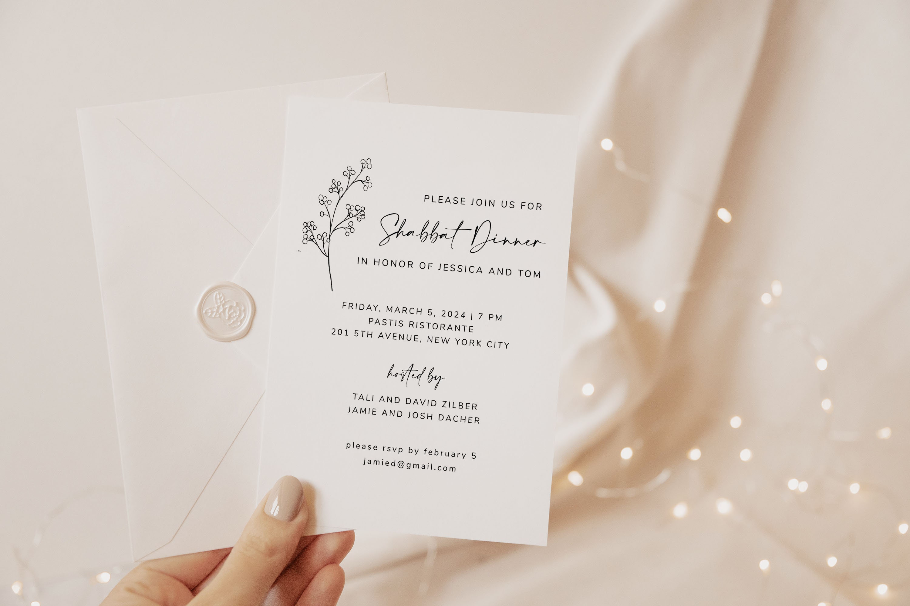 Shabbat Invitation Template Printable Jewish Simcha Invite Sheva ...