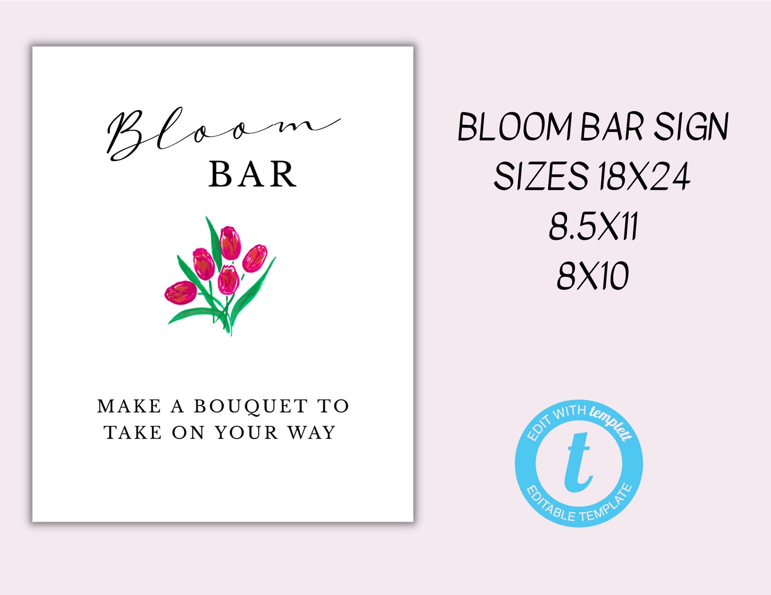 Flower Bar Sign Printable Build Your Bouquet Sign Bloom Bar Sign Bridal ...