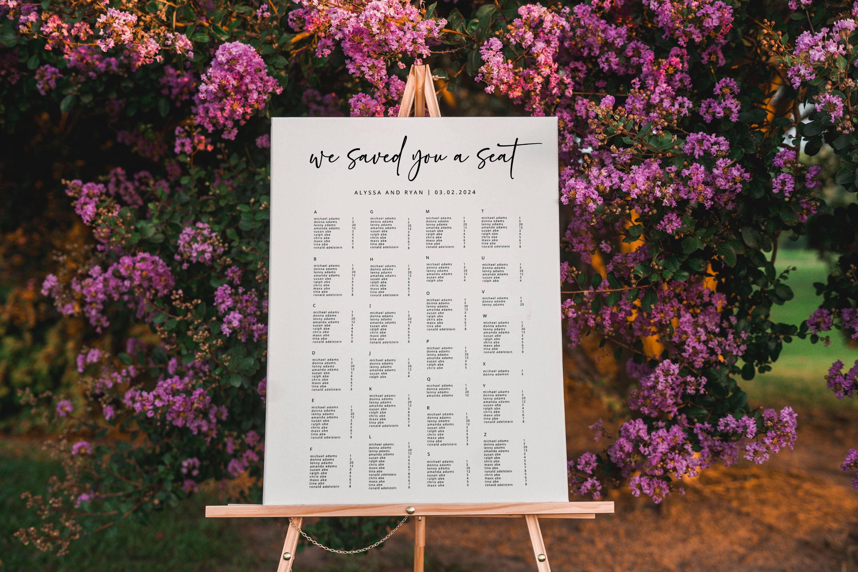 Alphabetical Seating Chart Template Minimalist Modern Seating Chart