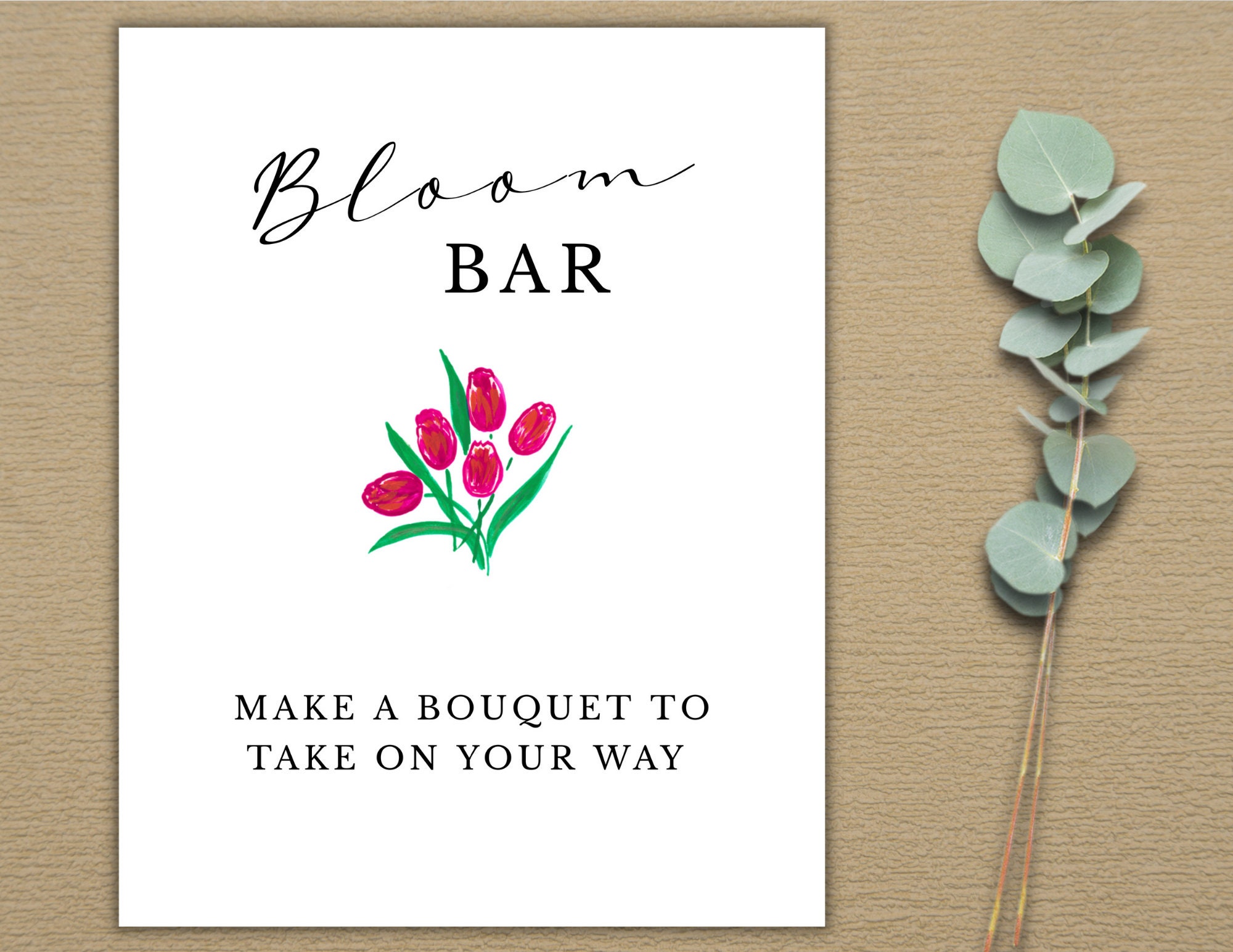 Flower Bar Sign Printable Build Your Bouquet Sign Bloom Bar Sign Bridal ...