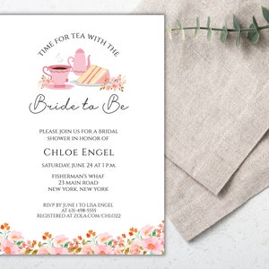 Tea Party Bridal Shower Invite | Printable Bridal Shower Tea Invitation ...