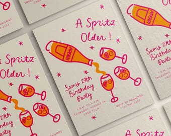 Aperol Spritz Birthday Invitation Template: Hand-Drawn Citrus Party Invite (Digital Download)