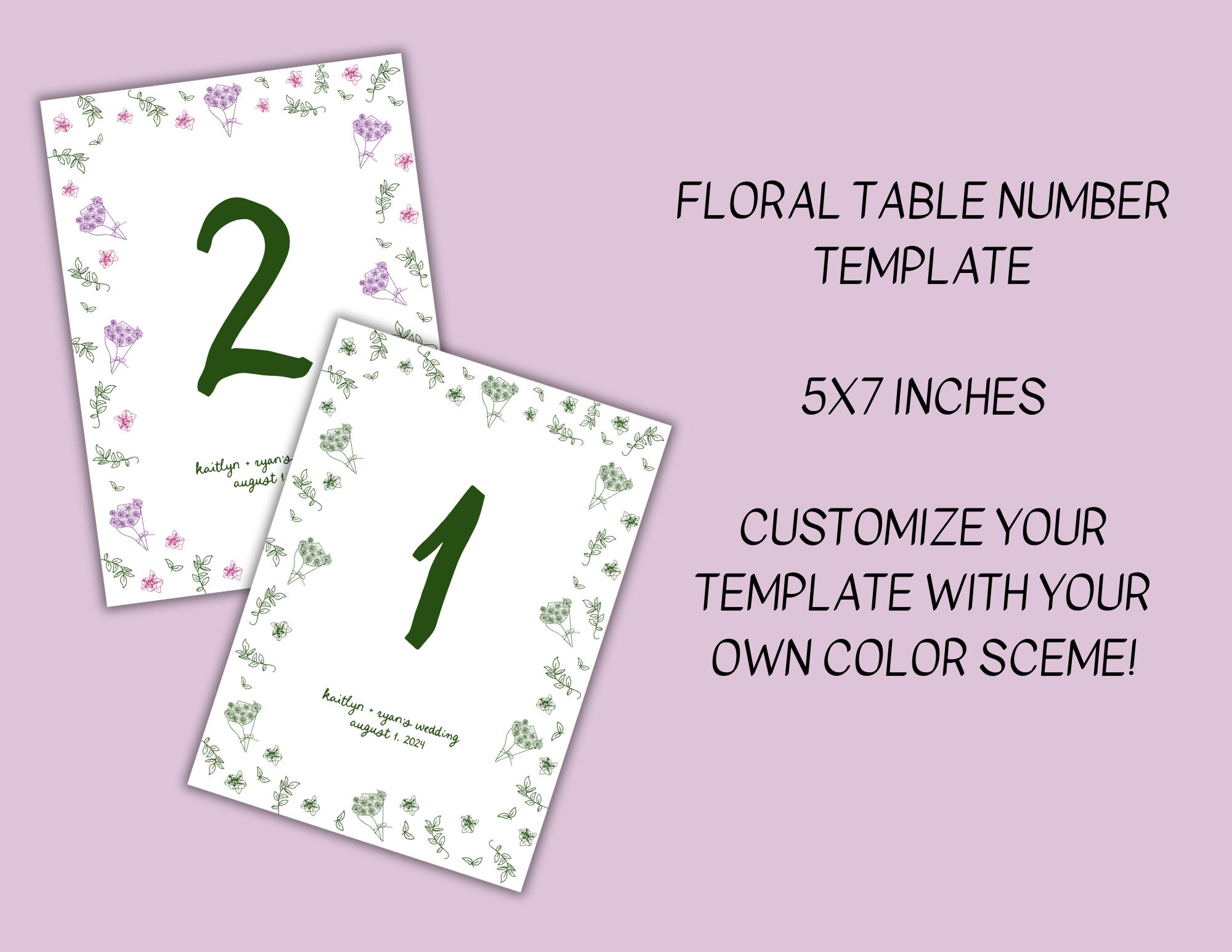 Floral Wedding Table Numbers Template: Whimsical Garden Design (digital ...