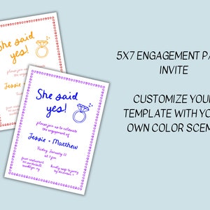 Hand Drawn Engagement Party Invite Template, Whimsical Scribble Illustration, Engagement Celebration Invitations, Hand Written, Editable image 7