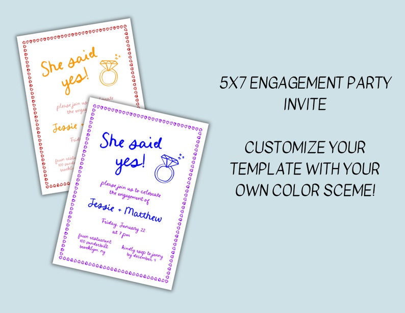 Hand Drawn Engagement Party Invite Template, Whimsical Scribble Illustration, Engagement Celebration Invitations, Hand Written, Editable image 7