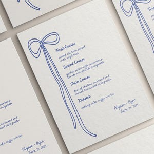 Something Blue Wedding Menu Template: Blue Bow, Handwritten Style (Digital Download)