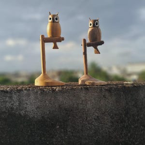 Handmade Wooden Owl Figurine |Custom Owl Sculpture |Wildlife Wood Carving |Rustic Home Decor |Owl Gift for Nature Lovers |Wildlife Ornaments