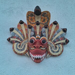 Traditional cobra Decorative Tiki Mask Home Decor | Sri Lankan Handmade Wood Wall Decor | Polynesian|Handcarved Wooden Mask|Unique Gift Idea