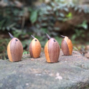 Handcrafted Wooden Bird Figurines | Rustic Mini Animal Statues | Unique Woodturned Birds | Eco Home Décor | Bird Lover Gift