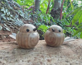 天然木　夫婦鳥木彫りの置物（鳥と松） ACTUS（アクタス） 送料無料 ◇ 木製 バード 3個セット ◇ 鳥 木製