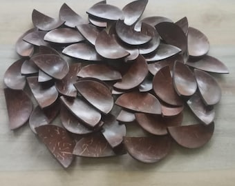 20 discos de cáscara de coco semicirculares/Suministros para manualidades/Cáscaras de coco rústicas sin terminar/Decoración de pared y fabricación de velas