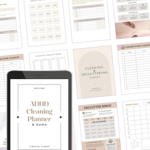 Gioco e pianificatore di pulizie per ADHD, Bingo del riordino, Strumento per adulti con funzioni esecutive neurodivergenti, programma di pulizie in PDF - Versione inglese