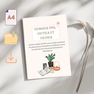 May include: A white and pink digital download cover for a guide to NLP tools and techniques. The cover features a watercolour illustration of a teapot, books, and a potted plant.