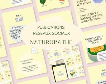 52 Canva Instagram templates for Naturopaths: Social media kit for Naturopathy and Nutrition (French)