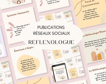 Complete pack of 52 Canva Instagram templates: Foot and Cranial Reflexology (French)