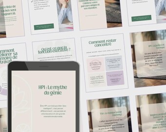 55 Canva Instagram templates Neuroatypie: ADHD, ASD, HPI kit (French)
