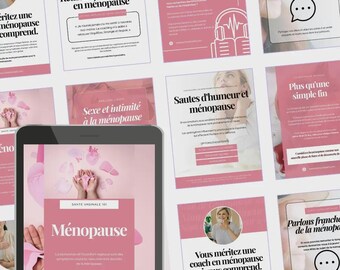 Complete pack of 50 Canva Instagram templates: Menopause and Perimenopause (French)