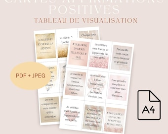 Pack of 18 positive affirmation cards: Gold and Rose Gold PDF (French)