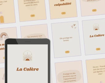 Complete pack of 25 Canva Instagram carousels: Emotion Management (French)
