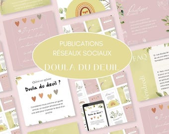 Pack of 30 Canva Instagram templates: Grief Therapist and Doula (French)