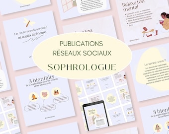 Complete pack of 52 Canva Instagram templates for Sophrology, Sophrologist (French)
