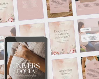 Complete pack of 80 Canva Instagram templates: Doula and Perinatal (French)