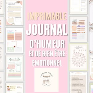 Mood and emotional well-being journal, printable ebook, Mood tracker, emotion, French digital journal, mental health workbook in PDF