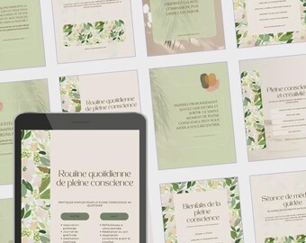 Complete pack of 55 Canva Instagram templates: Meditation and Mindfulness (French)