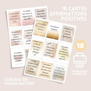 Französisches Vision Board, Positive Affirmationskarten zum Ausdrucken, Gold und Roségold, Planer, Terminplaner, Wellness Journal PDF