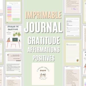 Gratitude Journal, Well-being, Positive Affirmations, French Digital Journal Mental Health, PDF Ebook Printable Digital Planner