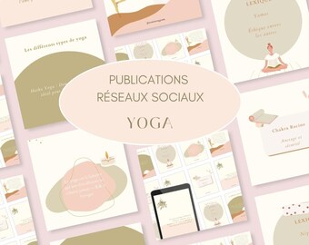 Canva Yoga and Wellness Template: 52 Editable Social Media Visuals (PDF, French)