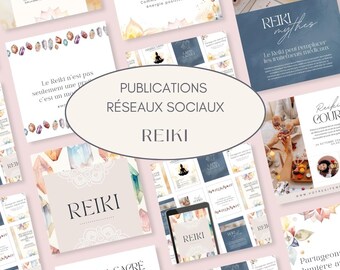 Complete pack of 87 Canva Instagram templates: Reiki and Energy Healing (French)