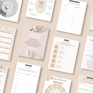 May include: A set of printable worksheets for personal development and goal setting. The worksheets include sections for setting intentions, tracking progress, and creating a wheel of life. The worksheets are designed to help individuals achieve their goals and live a more fulfilling life.