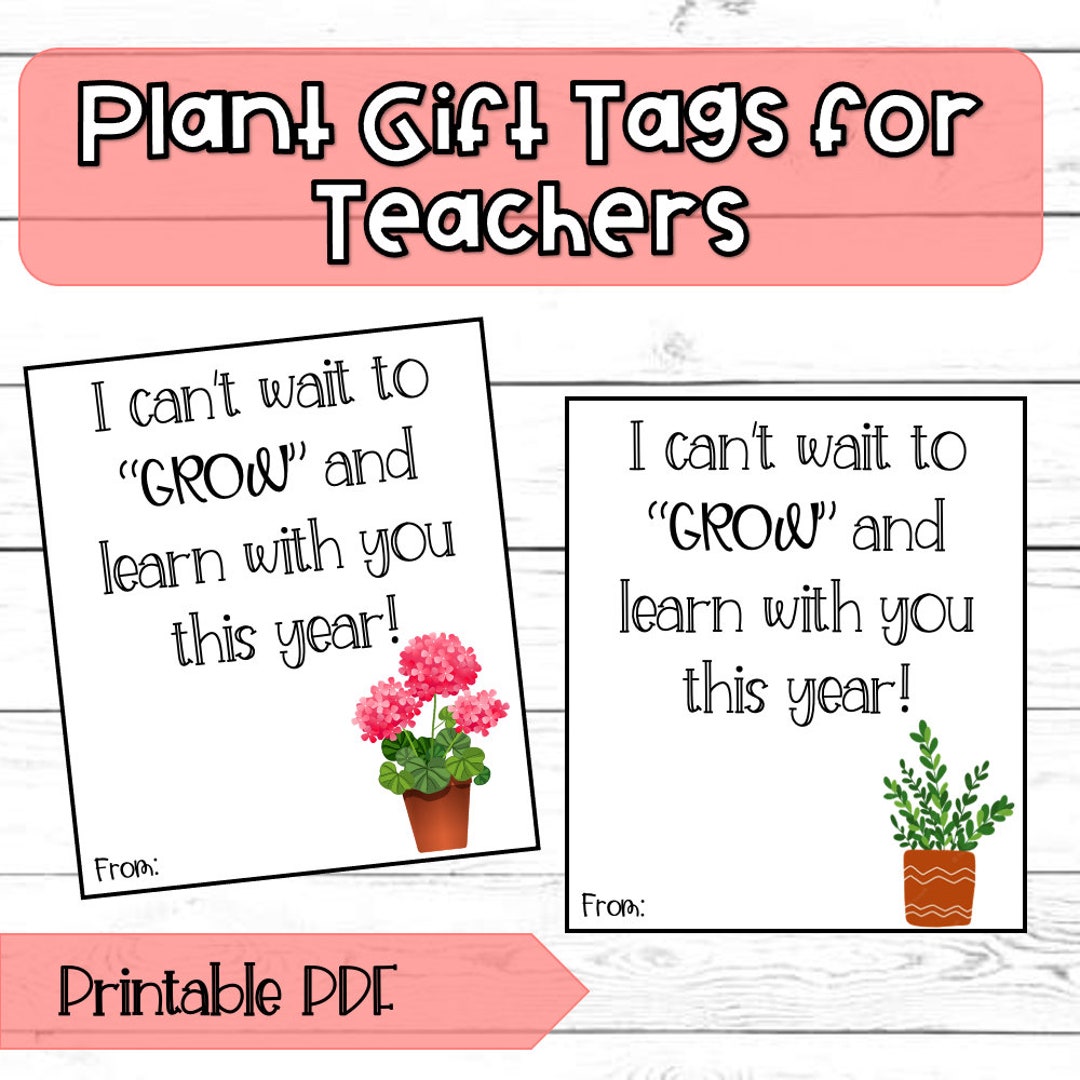 Plant Gift Tags for Teacher Back to School Etsy