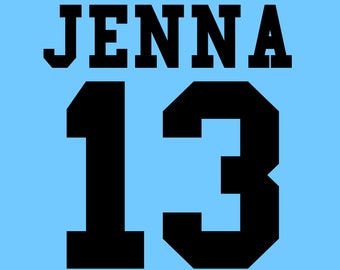 Personalized Name Number for T-shirt or Jersey Back Athletic Name Number Sports Player Custom Digital PNG File Download Football Baseball