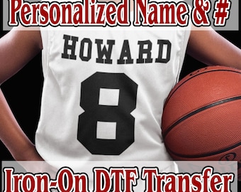 Personalized Jersey Name & Number Iron On Transfer for T shirt DTF Decal Custom Made Name Iron On Transfer Fabric Project Gift for her him