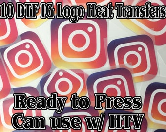 10pc Social Media Logo Icon Iron On Heat DTF Heat Transfer Ready to Press or Small Projects T shirt tote bag