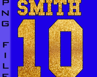 Personalized Name and Number in Glitter Pattern for T-shirt or Jersey Athletic Sports Custom Digital PNG File Download Football Baseball