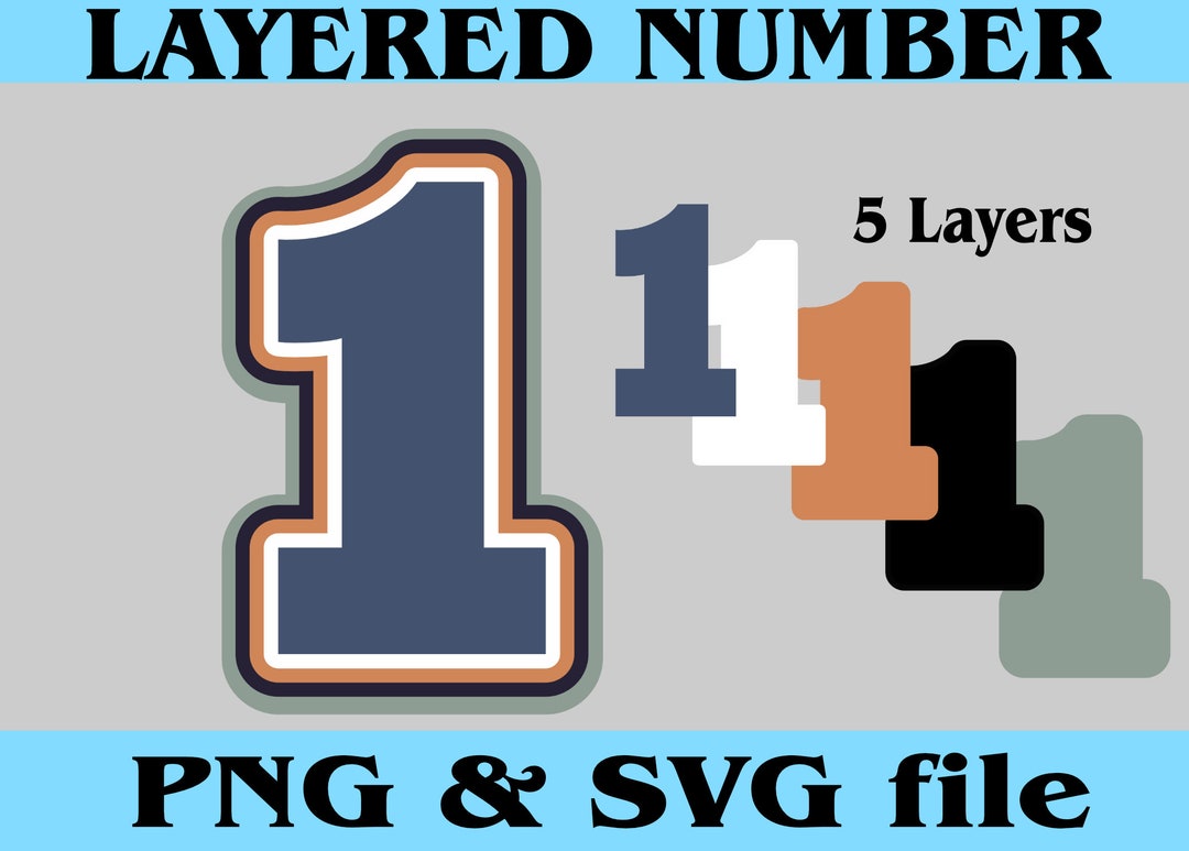 Layered Jersey Sport Number ONE 1 Digital Download Files for PNG SVG ...