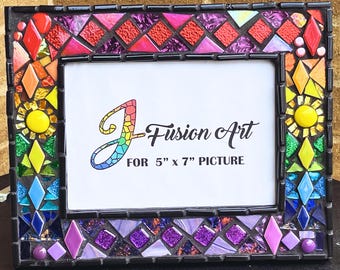 Rainbow Mosaic Photo Frame| 5x7 |Brighten up any room