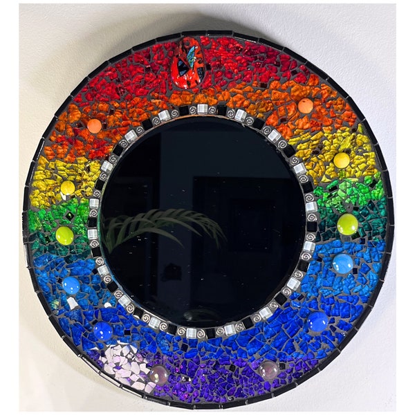 MOSAIC MIRROR 14" | Tempered Glass | Mosaic | Rainbow|Sparkling Beauty