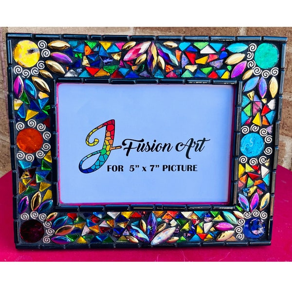 MOSAIC PHOTO FRAME| 5" x 7" | Iridescent Fiesta | Unique and Stylish!  Ready to Ship!